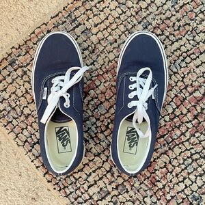 Vans Dark Blue Canvas Sneakers with White Accents